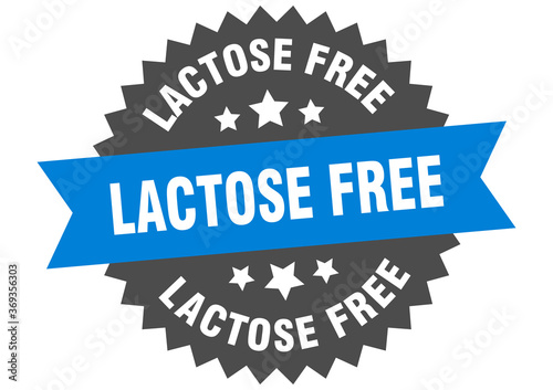 lactose free round isolated ribbon label. lactose free sign