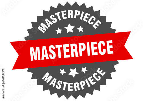 masterpiece round isolated ribbon label. masterpiece sign