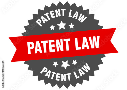 patent law round isolated ribbon label. patent law sign