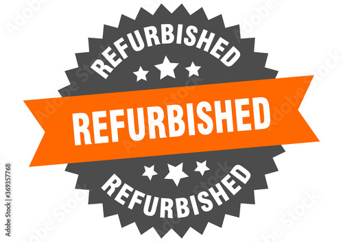 refurbished round isolated ribbon label. refurbished sign