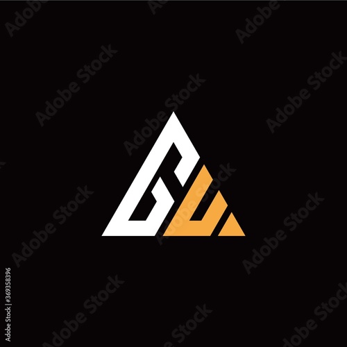 Free Download G U initial logo modern triangle with black background - GFXLoad