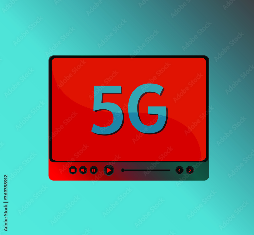 5G sign. vector illustration template. 5 G text on tablet pc 5G sign. vector illustration template. 5 G text on tablet pc