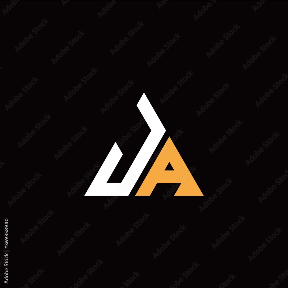 J A initial logo modern triangle with black background J A initial logo modern triangle with black background