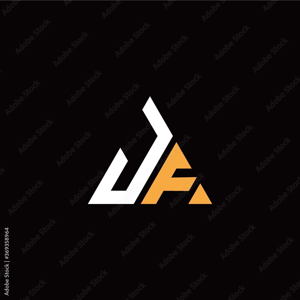 J F initial logo modern triangle with black background J F initial logo modern triangle with black background