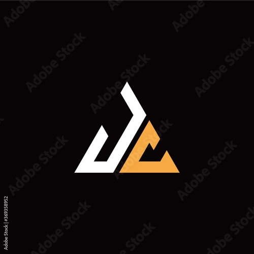 J C initial logo modern triangle with black background