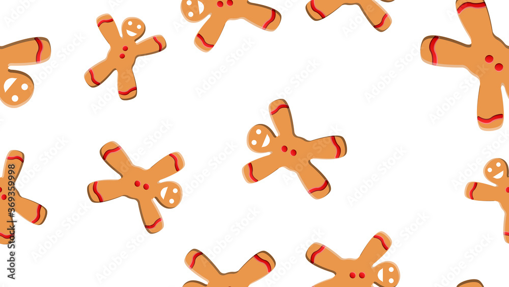 Seamless pattern with gingerbread man and woman Cookies