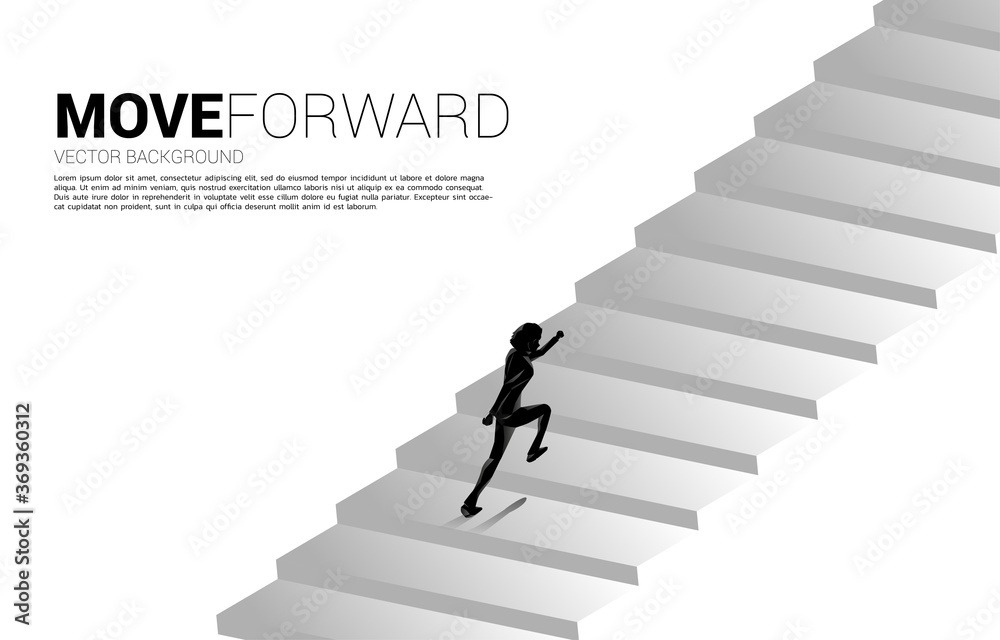 Silhouette of businessman running up on stair. Concept of people ready to up level of career and business. Silhouette of businessman running up on stair. Concept of people ready to up level of career and business.