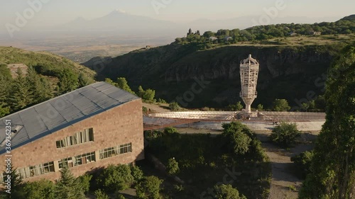Drone shot of an abandoned Space Research Facility in Armenia. photo