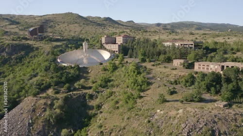 Drone shot of an abandoned Space Research Facility in Armenia. photo