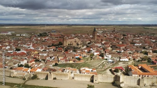 Avila. Madrigal de las Altas Torres. Historical village of Spain. Aerial Drone Footage