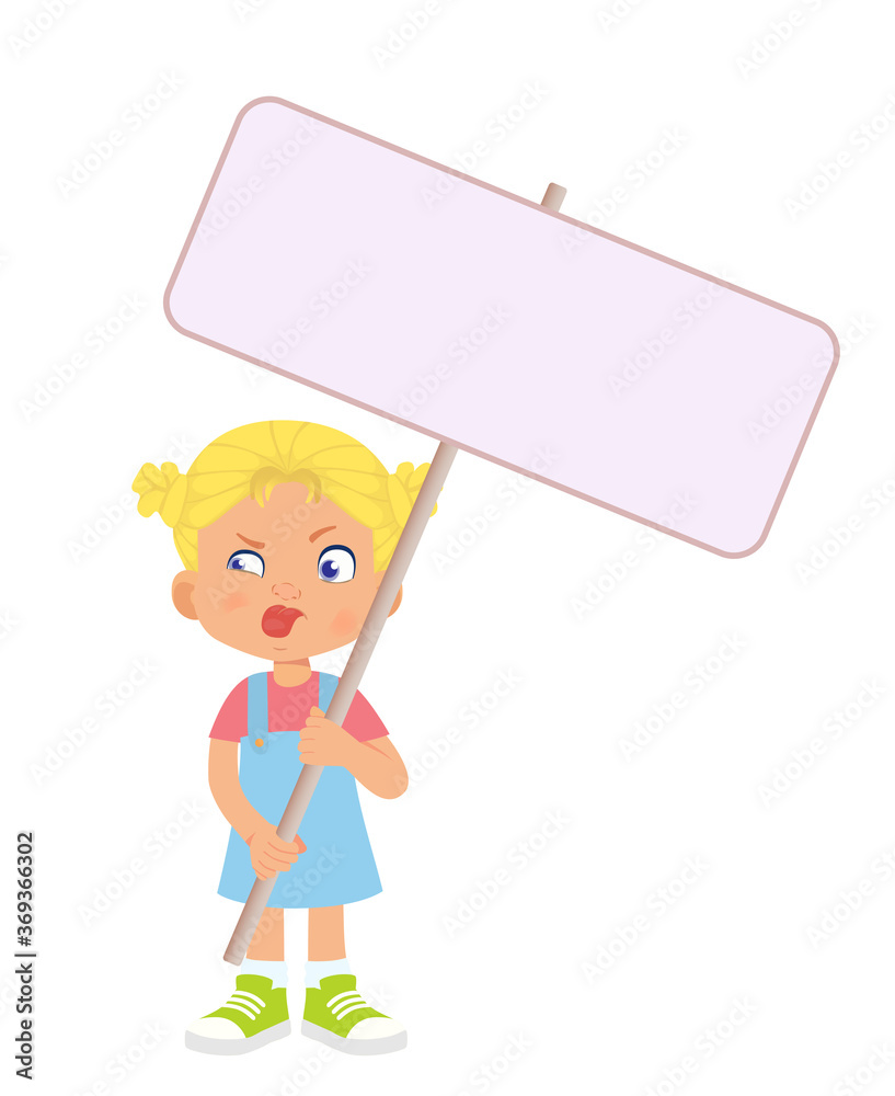 Girl holding banner