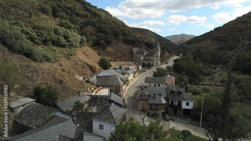 Molinaseca. Village in El Bierzo. Leon,Spain Aerial Drone Footage. Camino de Santiago photo