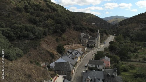 Molinaseca. Village in El Bierzo. Leon,Spain Aerial Drone Footage. Camino de Santiago photo