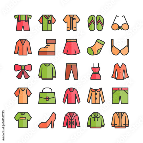 Fashion icon set vector flat line for website  mobile app  presentation  social media. Suitable for user interface and user experience.