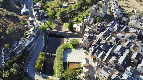 Molinaseca. Village in El Bierzo. Leon,Spain Aerial Drone Footage. Camino de Santiago photo