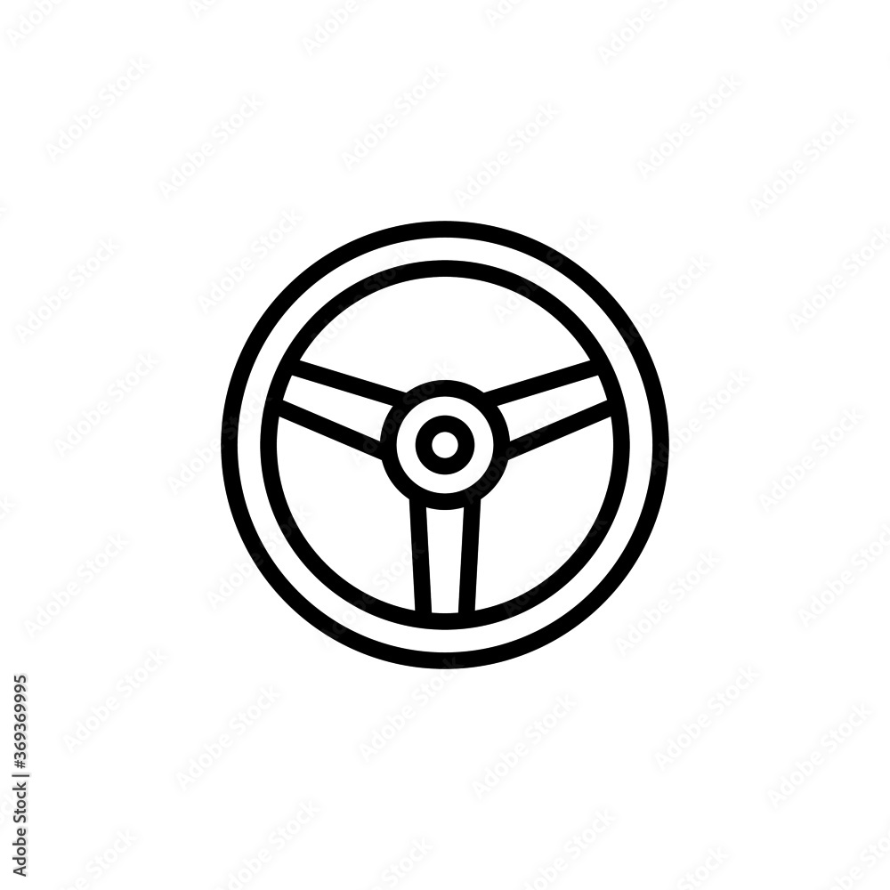 Steering wheel icon  in black line style icon, style isolated on white background