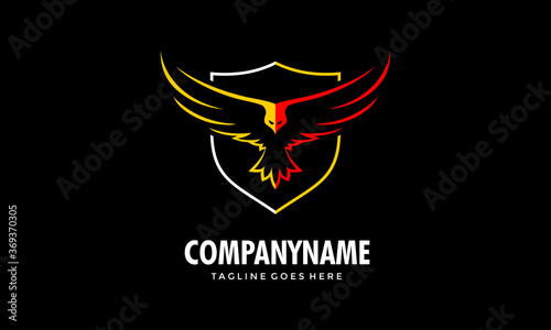 Bird Fly Shield Logo - Eagle Wing Security Vector