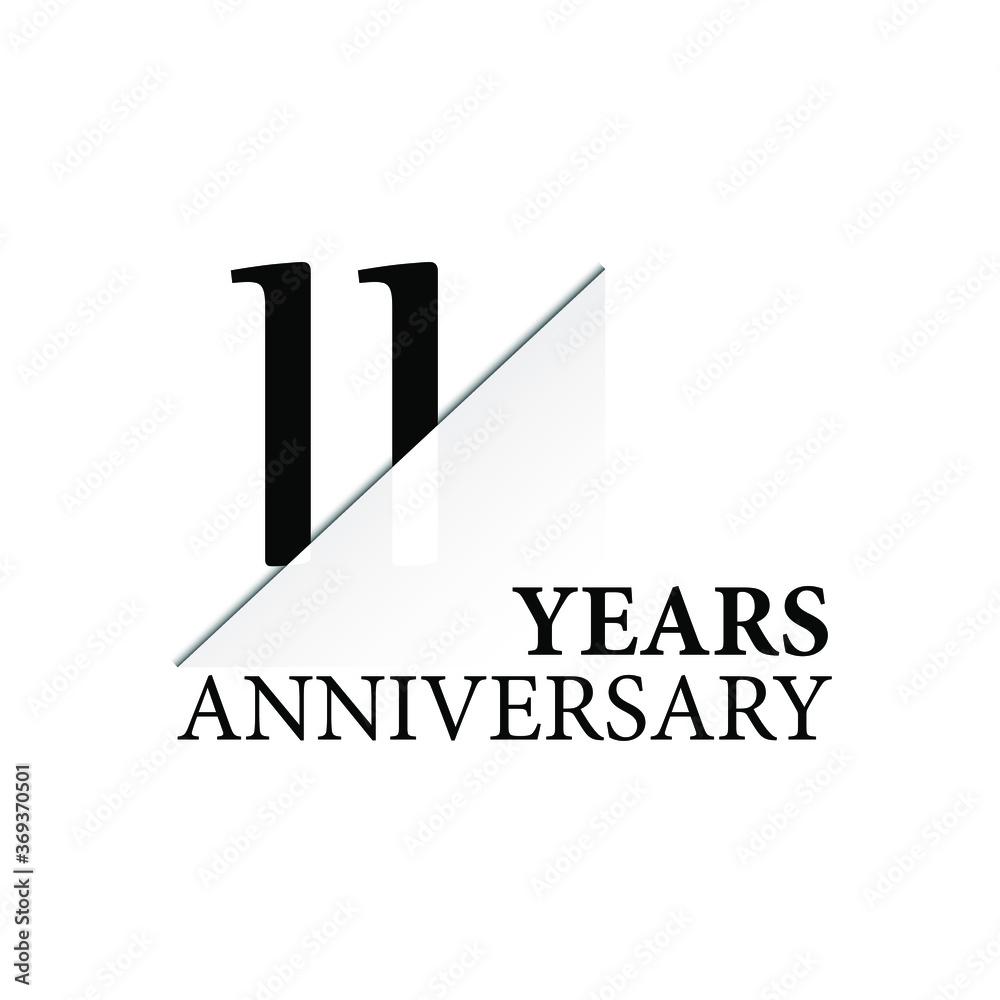 11 years anniversary celebration logo design. black cut style isolated 11 years anniversary celebration logo design. black cut style isolated