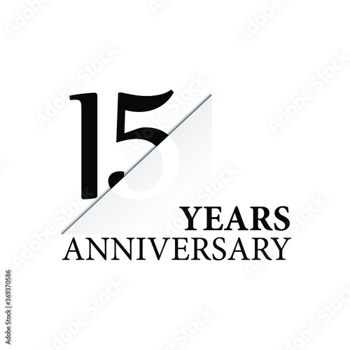 15 years anniversary celebration logo design. black cut style isolated