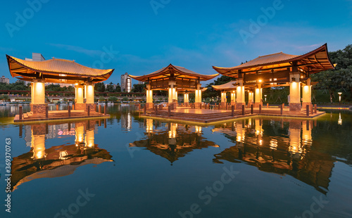 Night view of Qiandeng Lake Park  Foshan City  Guangdong Province  China