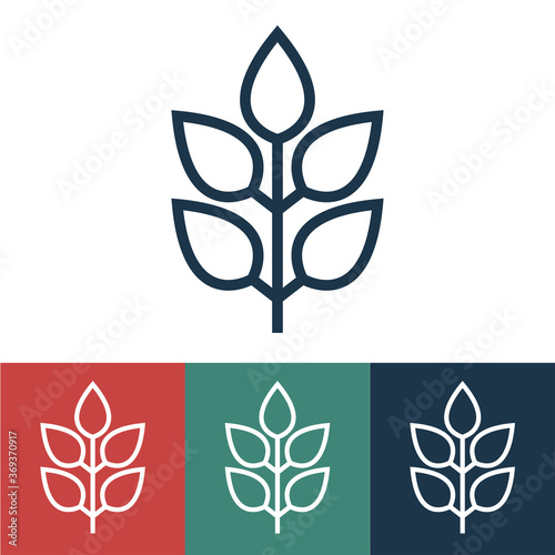 Linear vector icon with plant