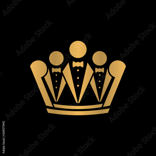 tuxedo and crown logo creative concept
