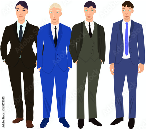 Office staff. Group of professionals dressed in business style.Vector illustration. White background isolated.