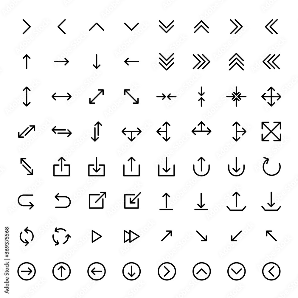 Set of arrow vector line icons. EPS 10 Set of arrow vector line icons. EPS 10