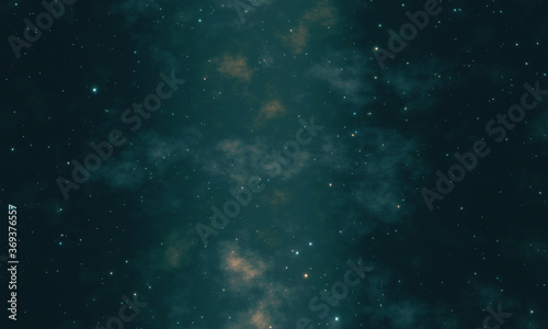 3D Rendering of stars and clouds in galaxy universe background