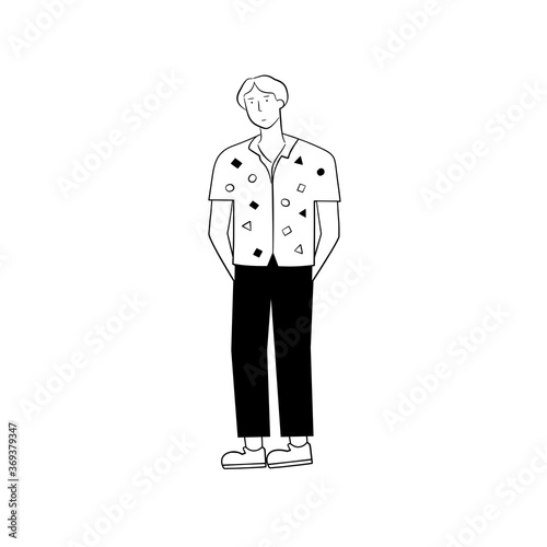 Concept the man strolling on white background. Vector illustration in flat cartoon design.