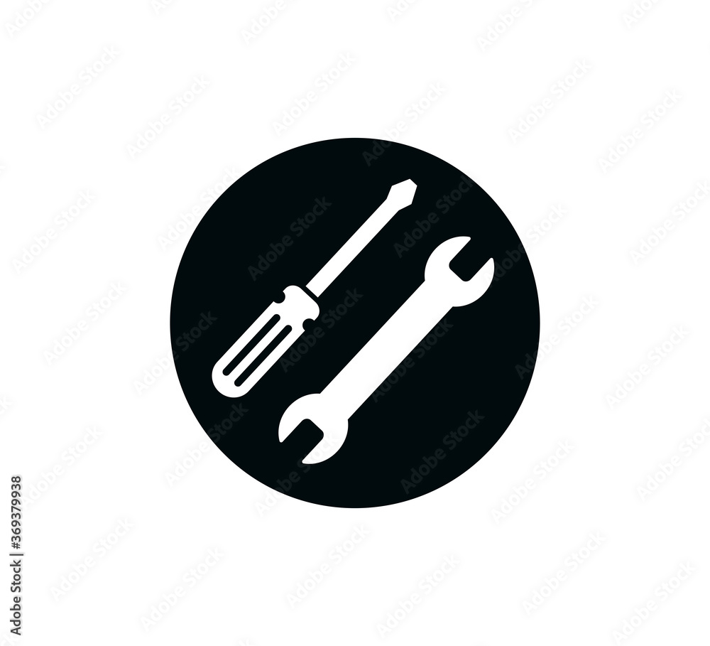 Wrench icon vector logo illustration flat style Wrench icon vector logo illustration flat style