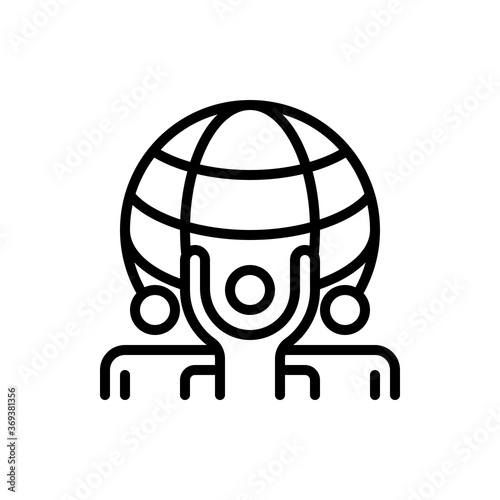 Group business global communication outline icons. Vector illustration. Editable stroke. Isolated icon suitable for web, infographics, interface and apps.