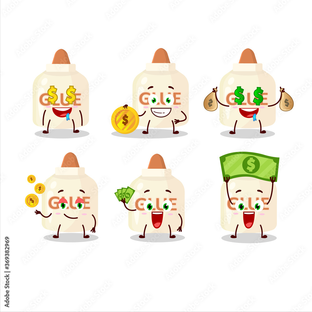 Glue cartoon character with cute emoticon bring money Glue cartoon character with cute emoticon bring money