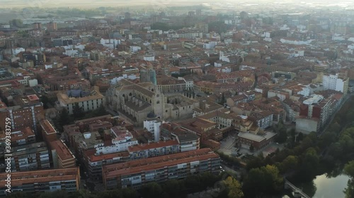 Palencia, city of Spain. Aerial Drone Footage photo