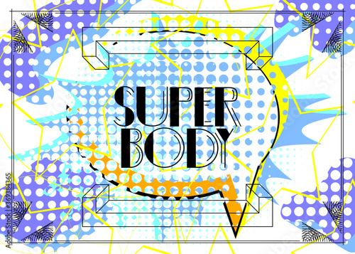 Art Deco Retro Super Body text. Decorative greeting card, sign with vintage letters.