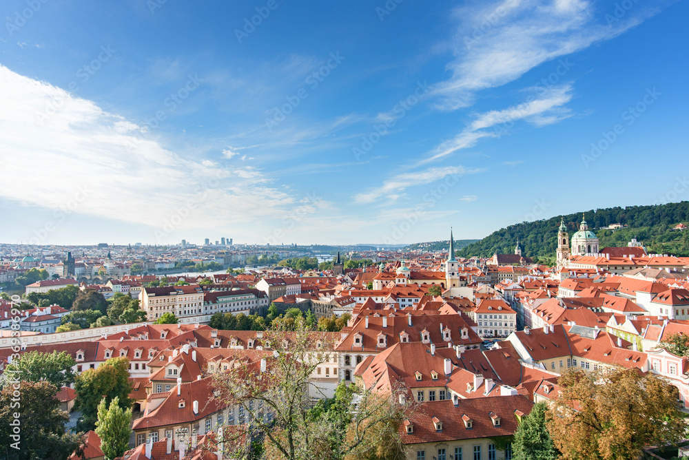 Aerial Panoramic View of The Prague Old Town, Czech Republic