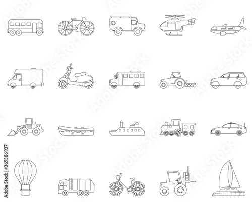 Collection of transport line icons.