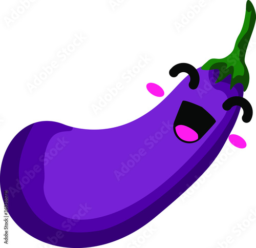 Simple Vector Design of Eggplant with Smile in Purple