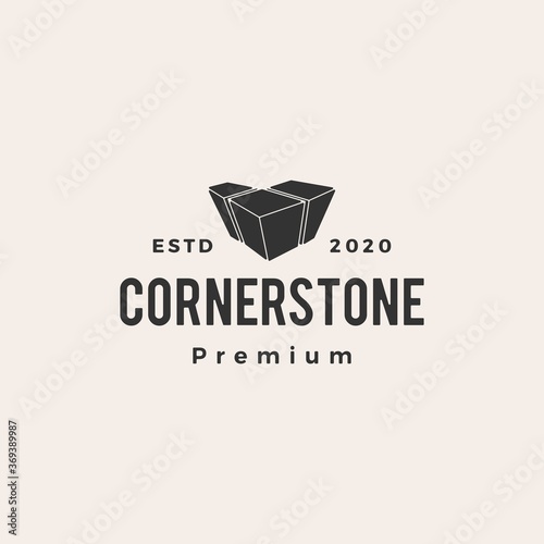 Fotografiet cornerstone hipster vintage logo vector icon illustration