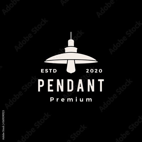 industrial pendant hanging light interior hipster vintage logo vector icon illustration
