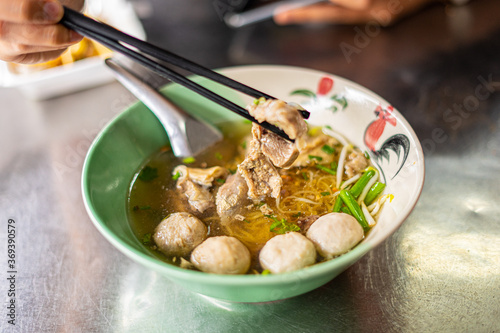 Thai noodle soup,street food.