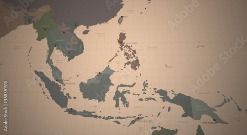 Obraz na plátně southeast asia countries map