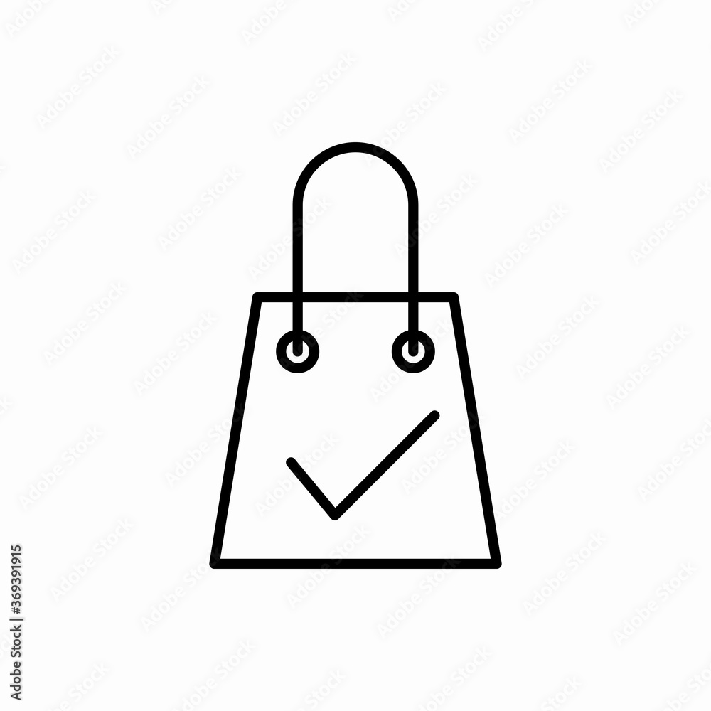 Outline shopping bag check icon.Shopping bag check vector illustration. Symbol for web and mobile Outline shopping bag check icon.Shopping bag check vector illustration. Symbol for web and mobile