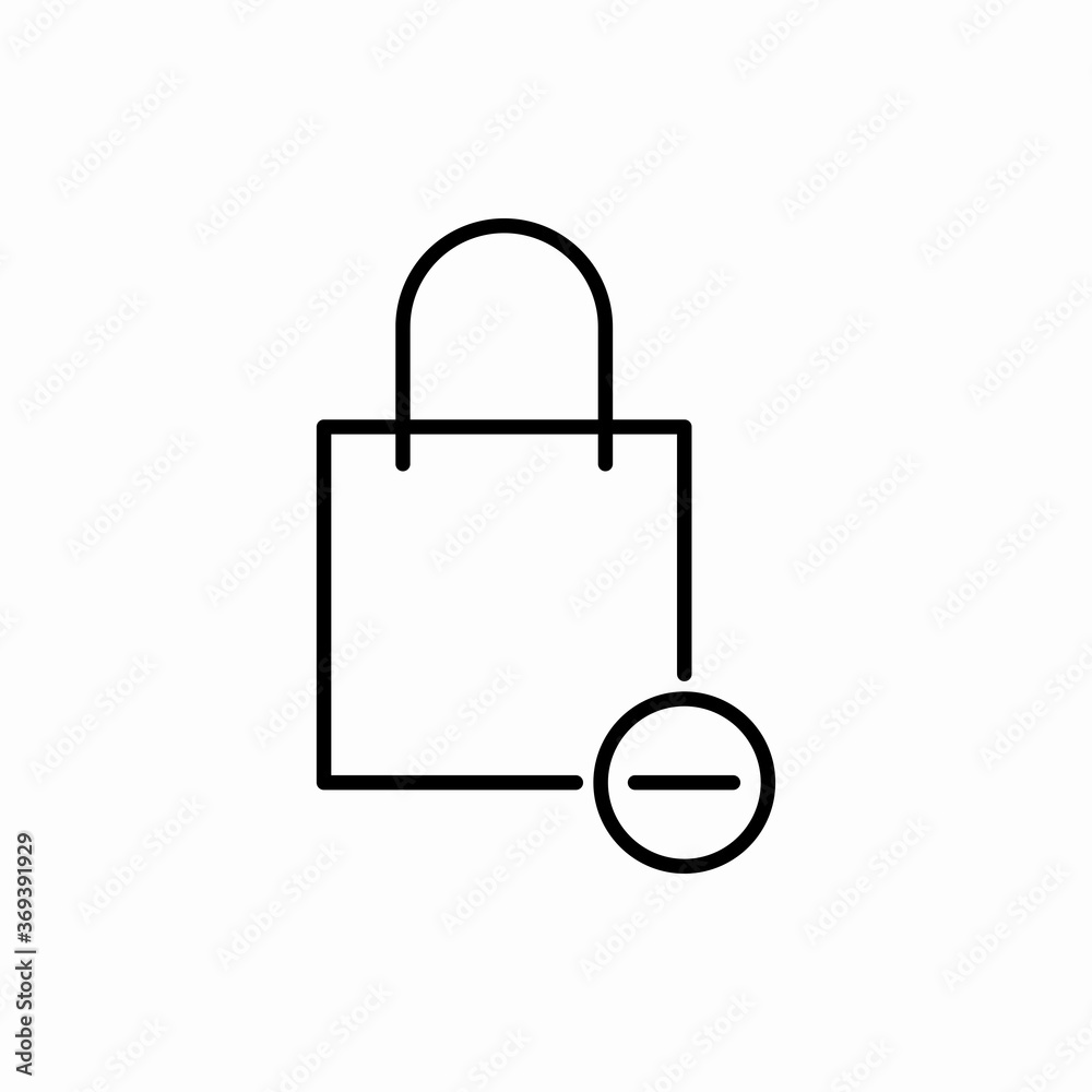 Outline shopping bag remove icon.Shopping bag remove vector illustration. Symbol for web and mobile Outline shopping bag remove icon.Shopping bag remove vector illustration. Symbol for web and mobile