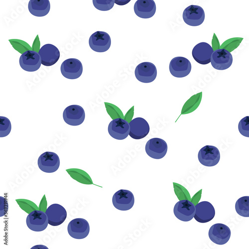 Blueberry vector seamless pattern