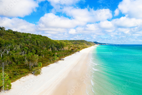 Pristine white sand beach on the western side of Fraser Island