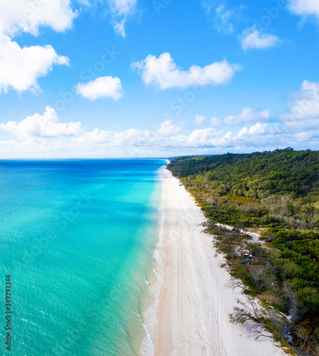 Pristine white sand beach on the western side of Fraser Island