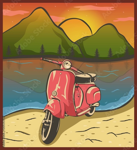 vintage scooter on the beach