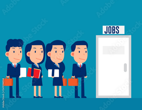 Professional people group queuing for the jobs