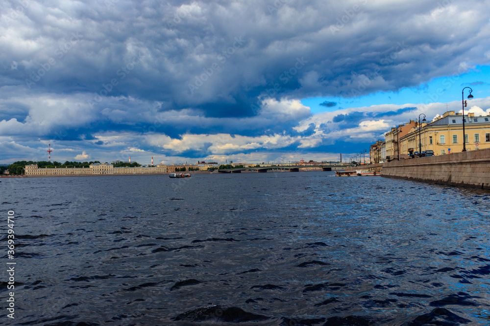 View of the Neva river in St. Petersburg, Russia